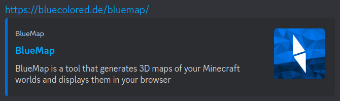 Screenshot of the default BlueMap embed in Discord